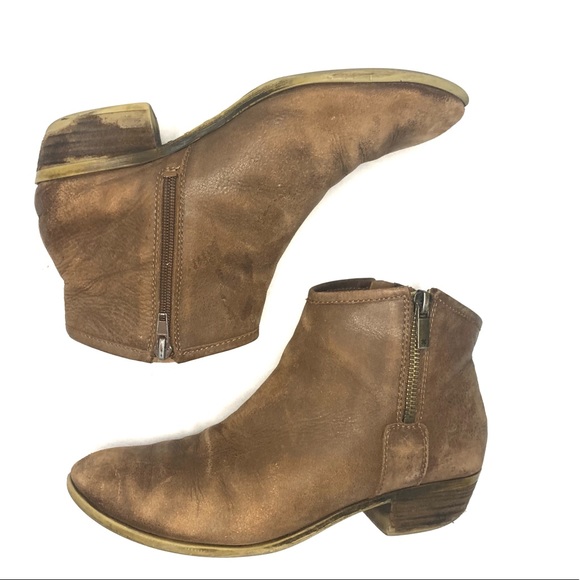 Vintage Lucky Brand Distressed Brown Leather Boom Ankle Bootie - Picture 3 of 7